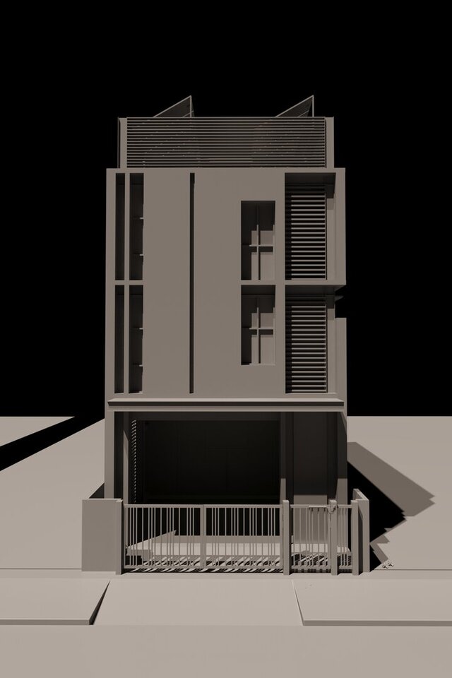 3D model of 3 storey mixed-use residential building