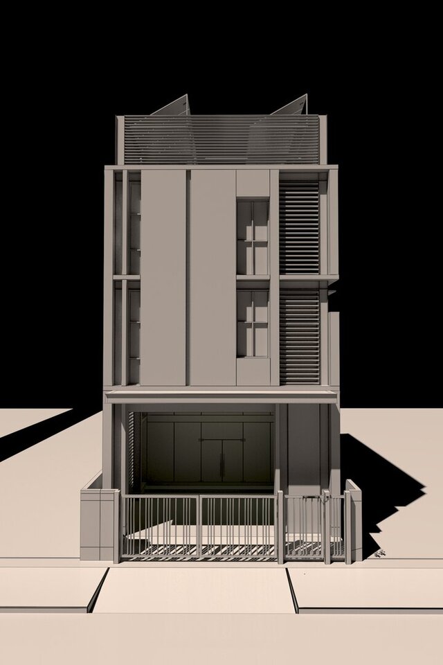 3D model of 3 storey mixed-use residential building
