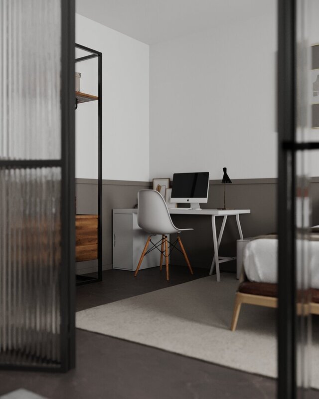 3D model of studio apartment interior project