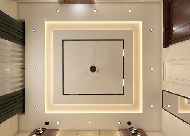 3D model of Child Bedroom 2D CAD Layout & Ceiling Elevation Details