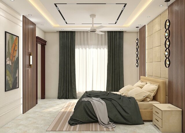 3D model of Child Bedroom 2D CAD Layout & Ceiling Elevation Details