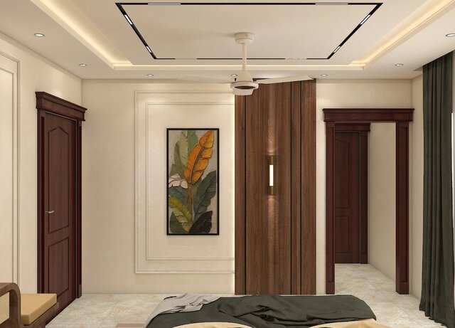 3D model of Child Bedroom 2D CAD Layout & Ceiling Elevation Details