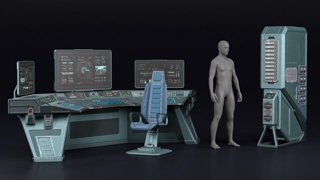 Low-Poly Sci-Fi Control Console Set — Game Asset
