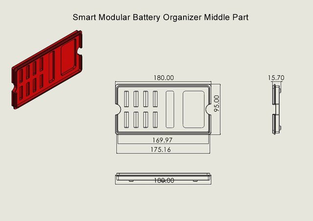 3D model of Smart Modular Battery Organizer – Original Mechanical Product Design