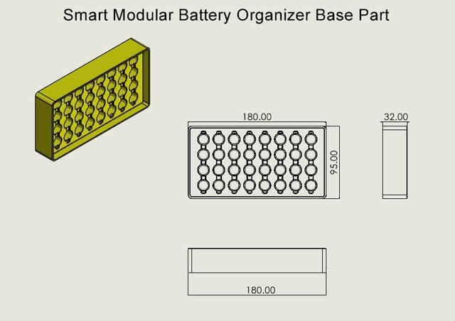 3D model of Smart Modular Battery Organizer – Original Mechanical Product Design