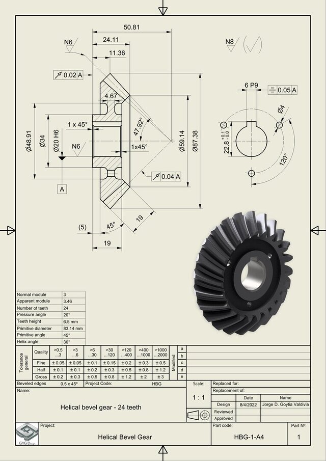 I will do 3D modeling and the manufacturing drawing of a mechanical part image 4