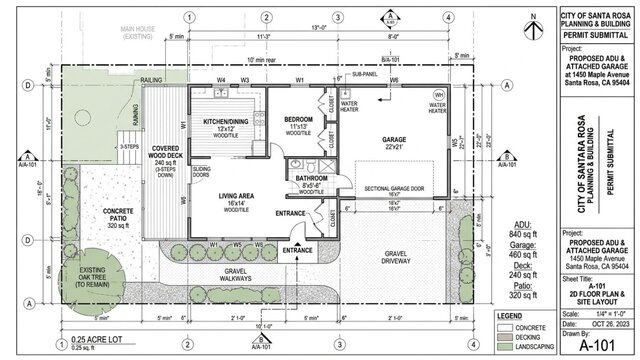 I create 2D floor plans for ADU, garage, deck & patio permits in AutoCAD
