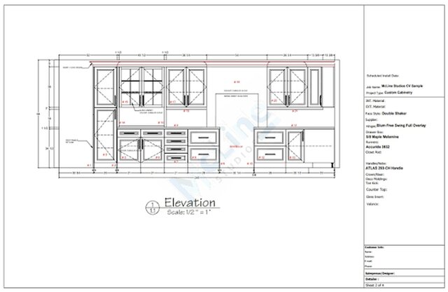 I offer Cabinet Vision design services for shop drawing files from designs