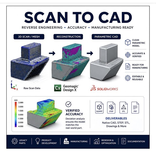 I will reverse engineer your physical part or 3D scan into CAD
